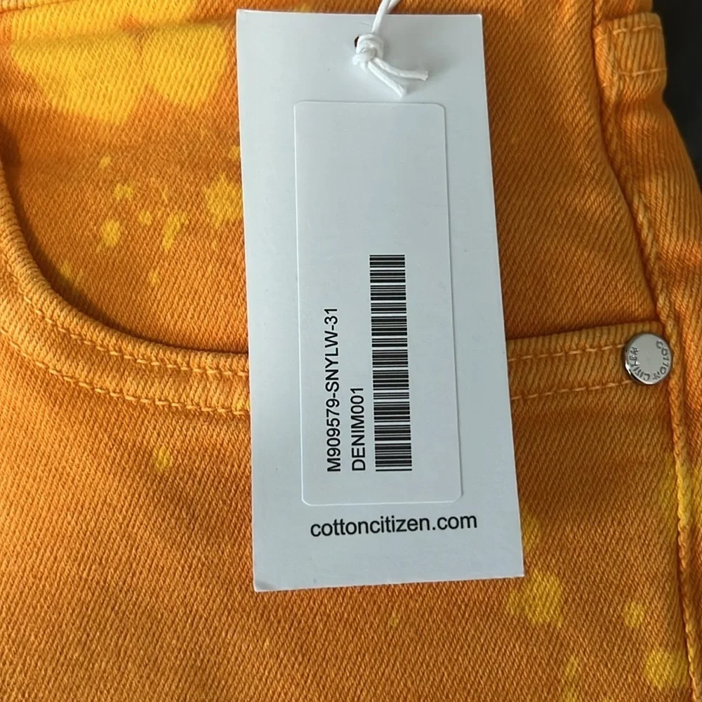 Cotton Citizen Orange Splash Slim Fit Jean Size 31